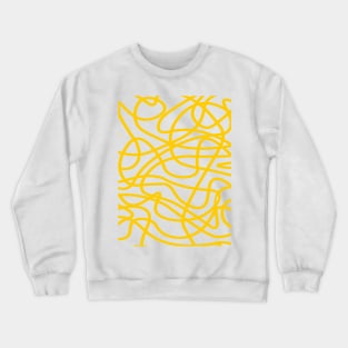 Yellow random abstract doodle lines pattern design Crewneck Sweatshirt